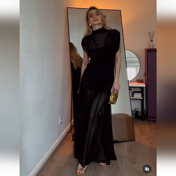 Zara Draped Midi Dress Black - Picture 5 of 16